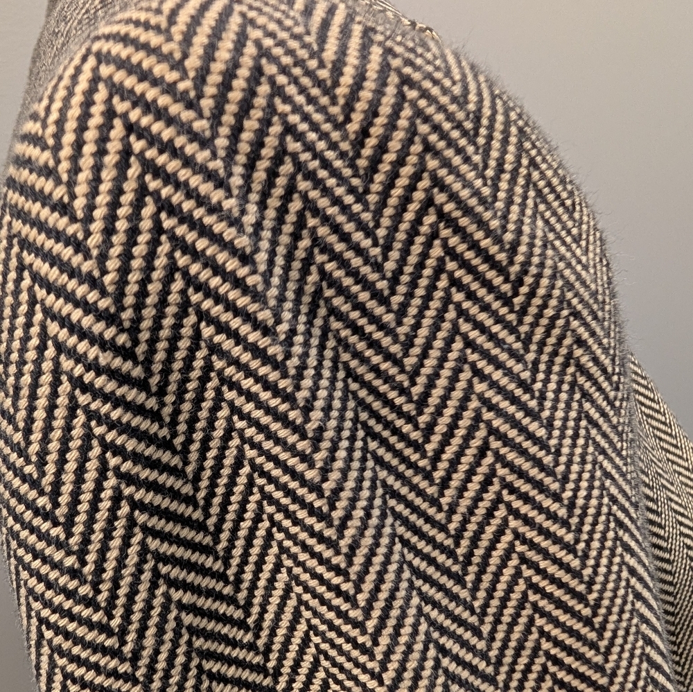 CHAPS Ralph Lauren Herringbone Blazer Jacket Black Tan Cotton Tailored Size 6 - Picture 8 of 16